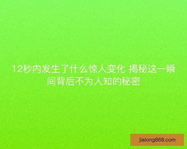 12秒内发生了什么惊人变化 揭秘这一瞬间背后不为人知的秘密 12秒内发生了什么惊人变化 揭秘这一瞬间背后不为人知的秘密
